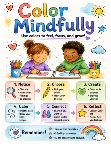 Color Mindfully I Educational Poster I Classroom Decor