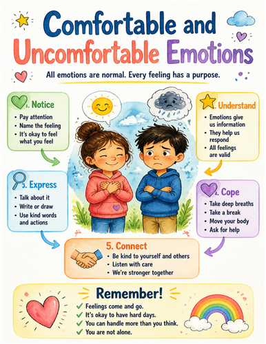 Comfortable and Uncomfortable Emotions I Educational Poster I Classroom Decor
