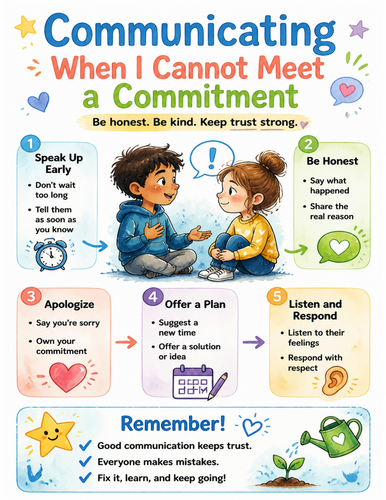 Communicating When I Cannot Meet a Commitment I Educational Poster I Classroom Decor