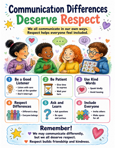 Communication Differences Deserve Respect I Educational Poster I Classroom Decor