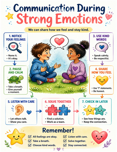 Communication During Strong Emotions I Educational Poster I Classroom Decor