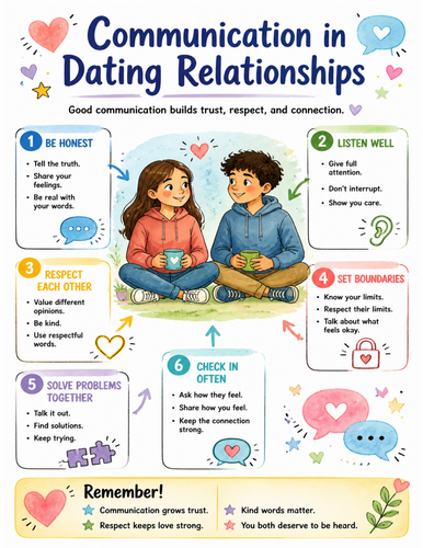 Communication in Dating Relationships I Educational Poster I Classroom Decor