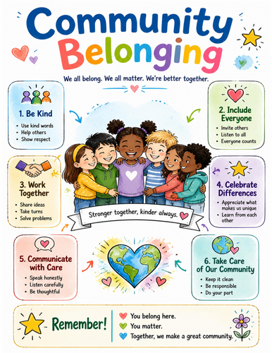 Community Belonging I Educational Poster I Classroom Decor