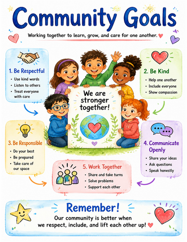 Community Goals I Educational Poster I Classroom Decor
