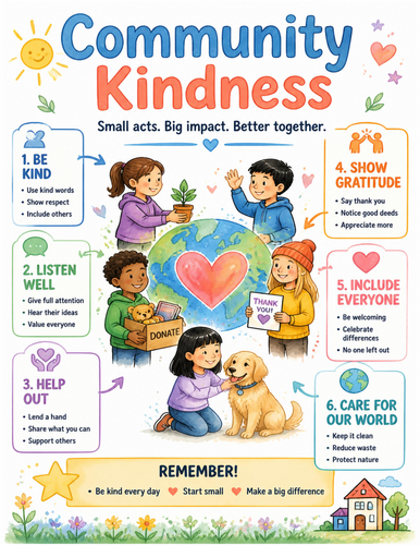 Community Kindness I Educational Poster I Classroom Decor