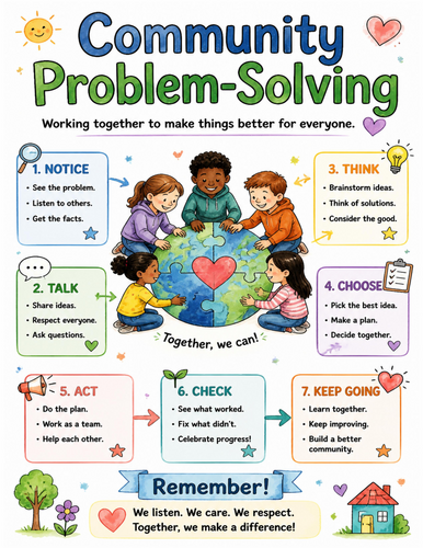 Community Problem-Solving I Educational Poster I Classroom Decor