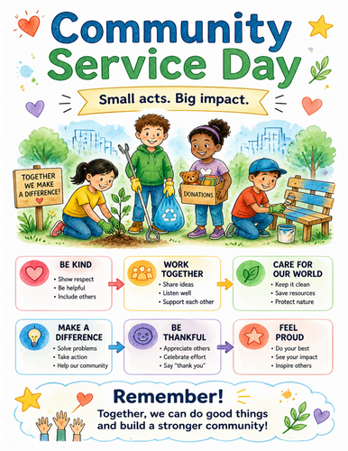 Community Service Day I Educational Poster I Classroom Decor