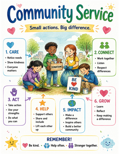 Community Service I Educational Poster I Classroom Decor