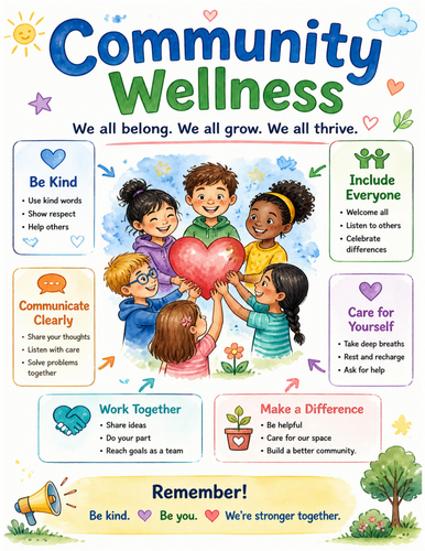 Community Wellness I Educational Poster I Classroom Decor