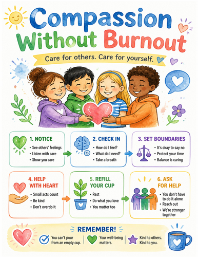 Compassion Without Burnout I Educational Poster I Classroom Decor