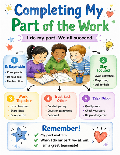 Completing My Part of the Work I Educational Poster I Classroom Decor