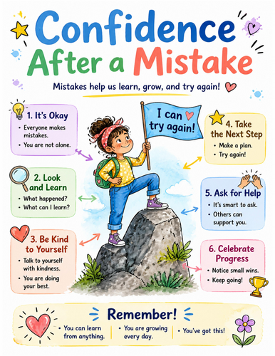 Confidence After a Mistake I Educational Poster I Classroom Decor