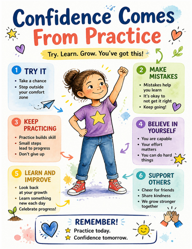 Confidence Comes From Practice I Educational Poster I Classroom Decor