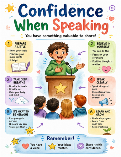 Confidence When Speaking I Educational Poster I Classroom Decor