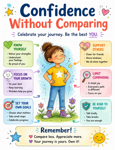 Confidence Without Comparing I Educational Poster I Classroom Decor