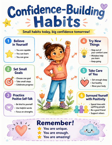 Confidence-Building Habits I Educational Poster I Classroom Decor