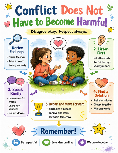 Conflict Does Not Have to Become Harmful I Educational Poster I Classroom Decor