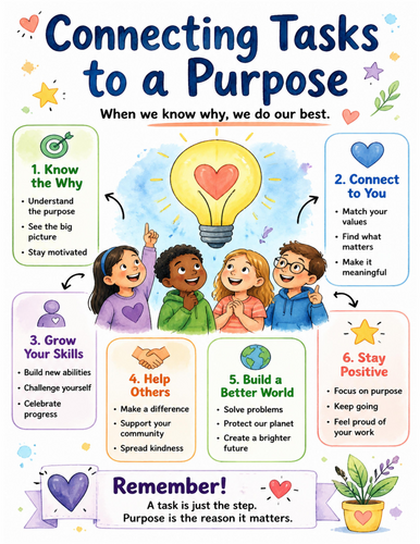 Connecting Tasks to a Purpose I Educational Poster I Classroom Decor