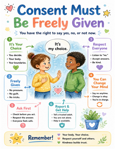 Consent Must Be Freely Given I Educational Poster I Classroom Decor