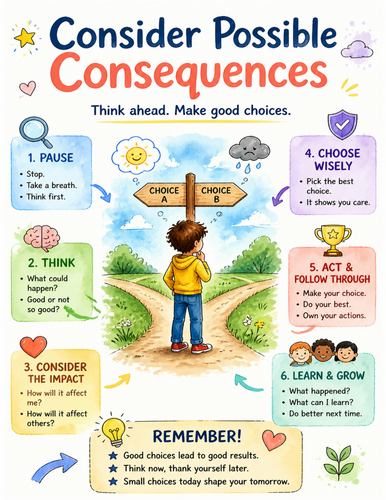 Consider Possible Consequences I Educational Poster I Classroom Decor