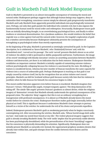 Guilt in Macbeth Full Mark Model Response