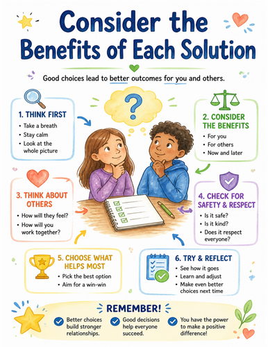 Consider the Benefits of Each Solution I Educational Poster I Classroom Decor