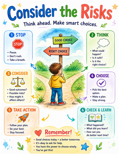 Consider the Risks I Educational Poster I Classroom Decor