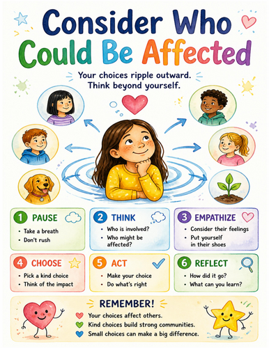 Consider Who Could Be Affected I Educational Poster I Classroom Decor