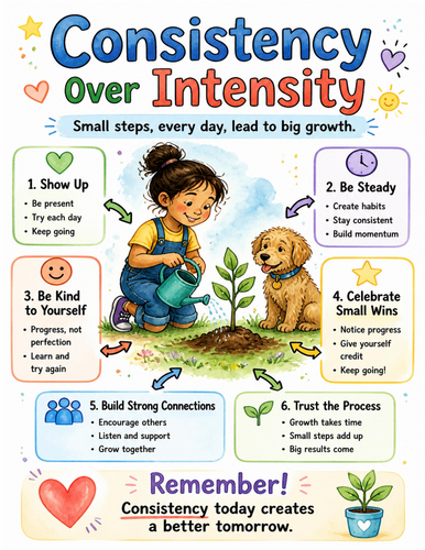 Consistency Over Intensity I Educational Poster I Classroom Decor