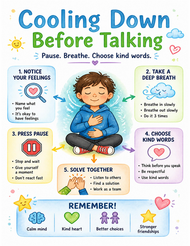 Cooling Down Before Talking I Educational Poster I Classroom Decor
