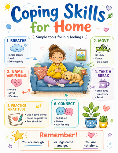 Coping Skills for Home I Educational Poster I Classroom Decor