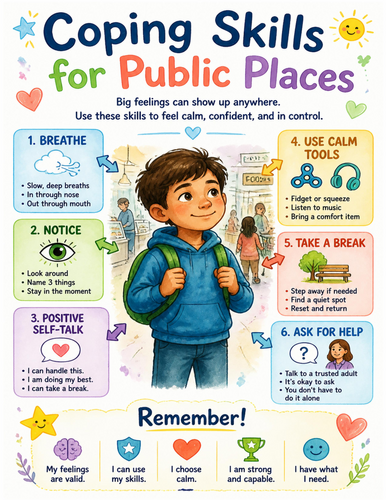 Coping Skills for Public Places I Educational Poster I Classroom Decor