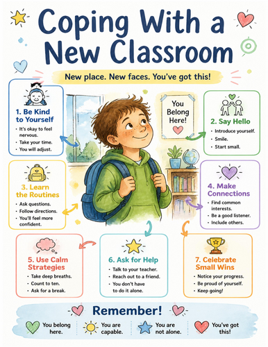 Coping With a New Classroom I Educational Poster I Classroom Decor