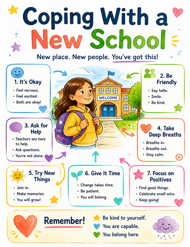 Coping With a New School I Educational Poster I Classroom Decor