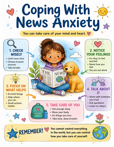 Coping With News Anxiety I Educational Poster I Classroom Decor