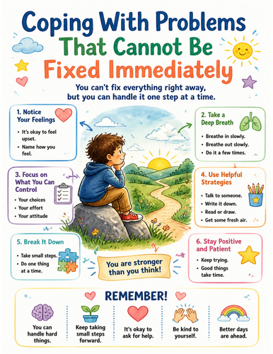 Coping With Problems That Cannot Be Fixed Immediately I Educational Poster I Classroom Decor