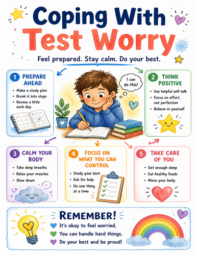 Coping With Test Worry I Educational Poster I Classroom Decor