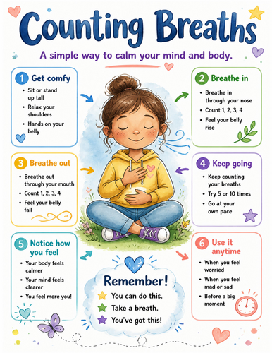 Counting Breaths I Educational Poster I Classroom Decor