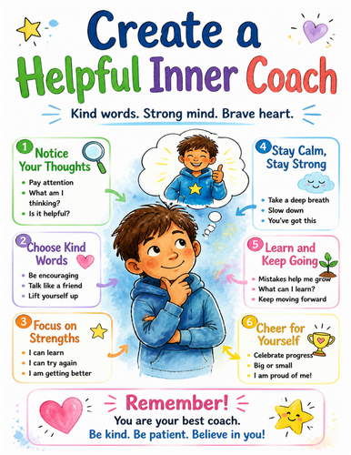 Create a Helpful Inner Coach I Educational Poster I Classroom Decor