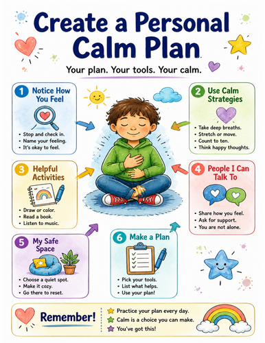 Create a Personal Calm Plan I Educational Poster I Classroom Decor