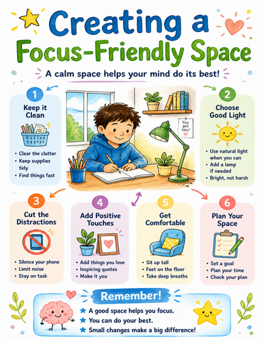 Creating a Focus-Friendly Space I Educational Poster I Classroom Decor