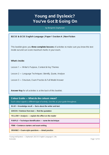 Young and Dyslexic GCSE Bundle | Study Pack + 34-Page Revision Workbook