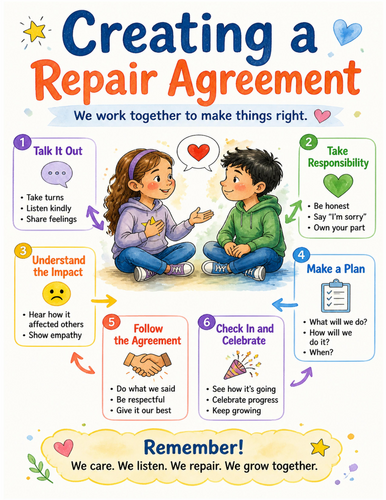 Creating a Repair Agreement I Educational Poster I Classroom Decor