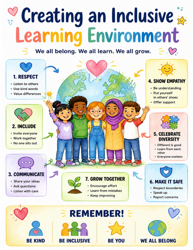 Creating an Inclusive Learning Environment I Educational Poster I Classroom Decor