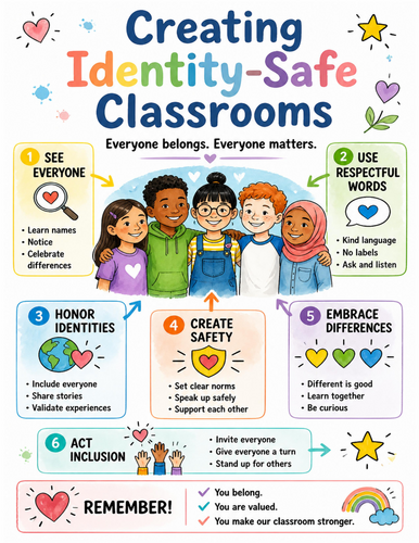 Creating Identity-Safe Classrooms I Educational Poster I Classroom Decor