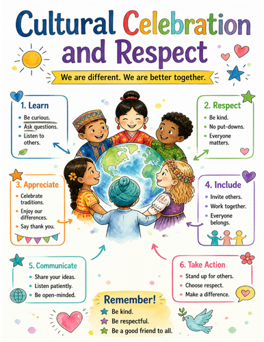 Cultural Celebration and Respect I Educational Poster I Classroom Decor