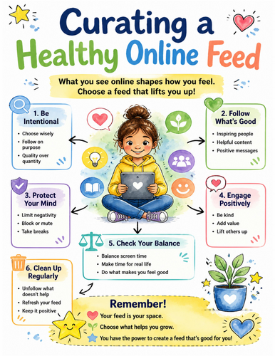Curating a Healthy Online Feed I Educational Poster I Classroom Decor
