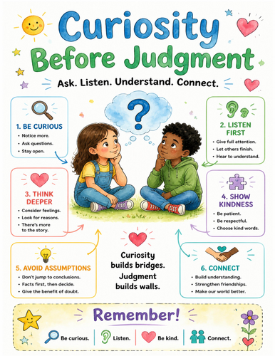 Curiosity Before Judgment I Educational Poster I Classroom Decor