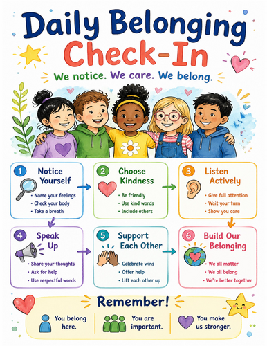 Daily Belonging Check-In I Educational Poster I Classroom Decor