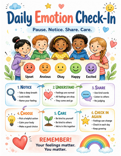 Daily Emotion Check-In I Educational Poster I Classroom Decor